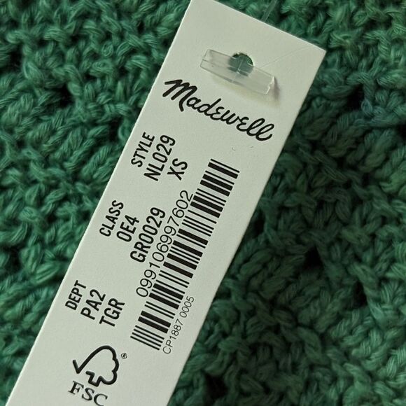 Madewell NWT Kellen Crocheted Crop Sweater Tank with Scalloped Hem, XS Green - Picture 10 of 10